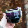 leśny kubek ceramika na prezent handmade z grzybkiem | zombieland violet| ok 450