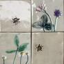 Ceramystiq studio handmade ceramika panel ozdobny zestaw "kwietna łąka i roślinne kafle ceramiczne