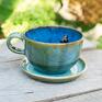 efektowne ceramika z koniem | wapienniki blue| do kawy filiżanka z figurką prezent dla koniary