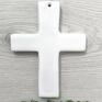 ceramika: Krzyżyk ceramiczny w bieli - dewocjonalia handmade rękodzieło pamiątka chrztu