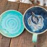 białe kubek do kawy filiżanka z żółwiem - mroźny opal - rękodzieło - ceramika ceramiczne