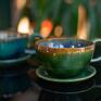 ceramika: z smokiem | zielona do kawy | kamionka | 310 ml |mały smocza filiżanka