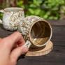 beżowe ceramika na prezent handmade kubek ceramiczny z ptakami | mały| kocham