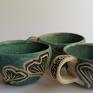 Trzy kubeczki z miłorzębami - ceramika kubek ręcznie zrobiony