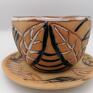 ceramika użytkowa komplet - filiżanka i talerzyk formowany ręcznie z gliny rękodzieło pomysł na prezent