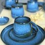 Kubek / Filiżanka ze spodkiem niebieska 320 ml beczułka - Borówka ceramika