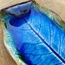 niebieskie podstawka ceramiczny talerz, (c583) liść