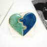ceramika: Ceramiczny magnes serce - dwie połówki boho styl