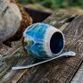 brązowe matero ceramiczne naczynie do yerba mate/ opal blue /