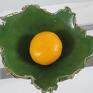 mała zielona artystyczna miseczka - jak skała dekoracyjna ceramika ceramiczna