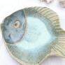 niebieskie miseczka talerz ceramiczny rybka rękodzieło