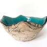 turkusowa ceramika ceramiczna artystyczna miska jak skała miseczka handmade