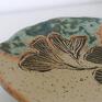 Eva Art ceramika rękodzieło talerzyk "omszałe miłorzęby" miseczka z gliny użytkowa