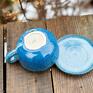 Filiżanka z żółwiem - Opal Blue rękodzieło - ok 300 ml ceramiczne