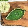 brązowe ceramika mydelniczka zielony liść ceramiczny podstawka na mydło handmade