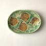 ceramika: Ręcznie robiona "Medaliony" - owalna mydelniczka zielona wyposażenie łazienki