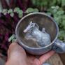z | Siwek - Niebieskoszare| filiżanka do kawy | kamionka | 260ml - figurka ceramika konia
