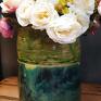 turkusowe osłona na doniczkę na susz kwiatowy/ sztuczne kwiaty ceramika handmade rzeźba ceramiczna