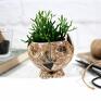efektowne ceramiczna doniczka kot ręcznie robiona i malowana
