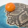 Ana urokliwe ceramika ceramiczny turkusowy talerzyk z koronką koronkowy talerz