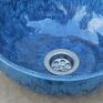 ceramika: Kolorowa umywalka łazienkowa - niebieska ozdobna