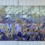 panel cermiczny niebieskie zestaw kafli "w popołudniowym dekor roślinny