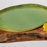 Patera talerz dekoracyjny z liściem chrzanu - liść ceramiczny ceramika