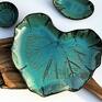 turkusowe ceramika duża ręcznie formowana patera w kształcie liścia, z naturalną talerz ozdobny ceramiczny