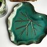 zielone ceramiczna - talerz dekoracyjny - liść prezent patera
