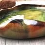 zielone ceramika paproć ceramiczny talerzyk, (c209) biała szałwia talerz