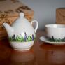 ceramika dla domu zestaw do herbaty - tea for one wiosenna łąka prezent niej