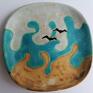 ceramika użytkowa komplet - kubek i talerzyk wykonany ręcznie z gliny szamotowej dekoracja wnętrza rękodzieło