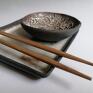 Komplet naczyń do sushi 1 - ceramika rękodzieło czarna glina