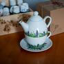 ceramika: Zestaw do - Tea for One Wiosenna łąka porcelana malowana polski design do herbaty