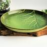 handmade ceramika dekoracyjny duża patera - talerz z wysokim rantem - liść ceramiczny prezent