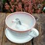 białą handmade z koniem | różana perła | filiżanka do kawy | rękodzieło ceramiczne