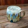 kubek z koniem handmade ceramiczny wewnątrz - teal blue rękodzieło