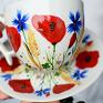 Filiżanka dla Mamy Maki Chabry Kwiaty Ręcznie Malowana Ceramiczna prezent dzień matki