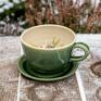 ceramika zielona filiżanka do herbaty z figurką ślimaka | do kawy