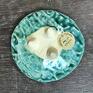 turkusowe ceramika prezent handmade ceramiczne spodeczki "zielony staw", rzemiosło, polskie spodeczek z gliny