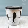 Ceramika MULA jaskółki technika raku wazon osłonka ptaszki