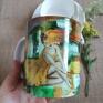 komplet filiżanka i kubek " kolor kobiety - zielony" - zestaw kawa i herbata ceramika
