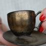 ręcznie zrobione ceramika miłośniczki kawy filiżanka espresso 75ml ciemne złoto & grafit dla kobiety