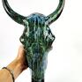 handmade unikatowa, ręcznie wykonana ozdobna czaszka ceramiczna - byk rzeźba dekoracja