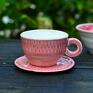 ceramika: w kolorze niebiesko zielonym, do herbaty 250ml - różowa porcelana handmade