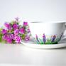 ceramika: duża filiżanka ręcznie malowana kwitnąca łąka - prezent do kawy dzień matki