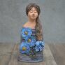 Dziewczyna z warkoczem, rzeźba ceramiczna, popiersie - ręcznie robiona figurka