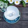 filiżanka z kotem - niebieski mech - serce - 270 ceramika rękodzieło ceramiczne