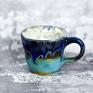 Niebiesko turkusowy kubek z koniem | Rękodzieło | 250 ml II - ceramika wytoczony na kole do kawy