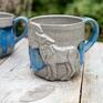 ceramika meski handmade kubek ceramiczny beton blue| duży | z wilkiem| wilczy